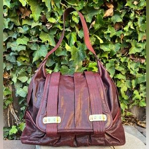 Treesje Burgundy Leather Shoulder Bag